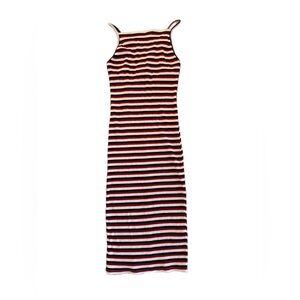 Bershka Red and Black Striped Midi Dress